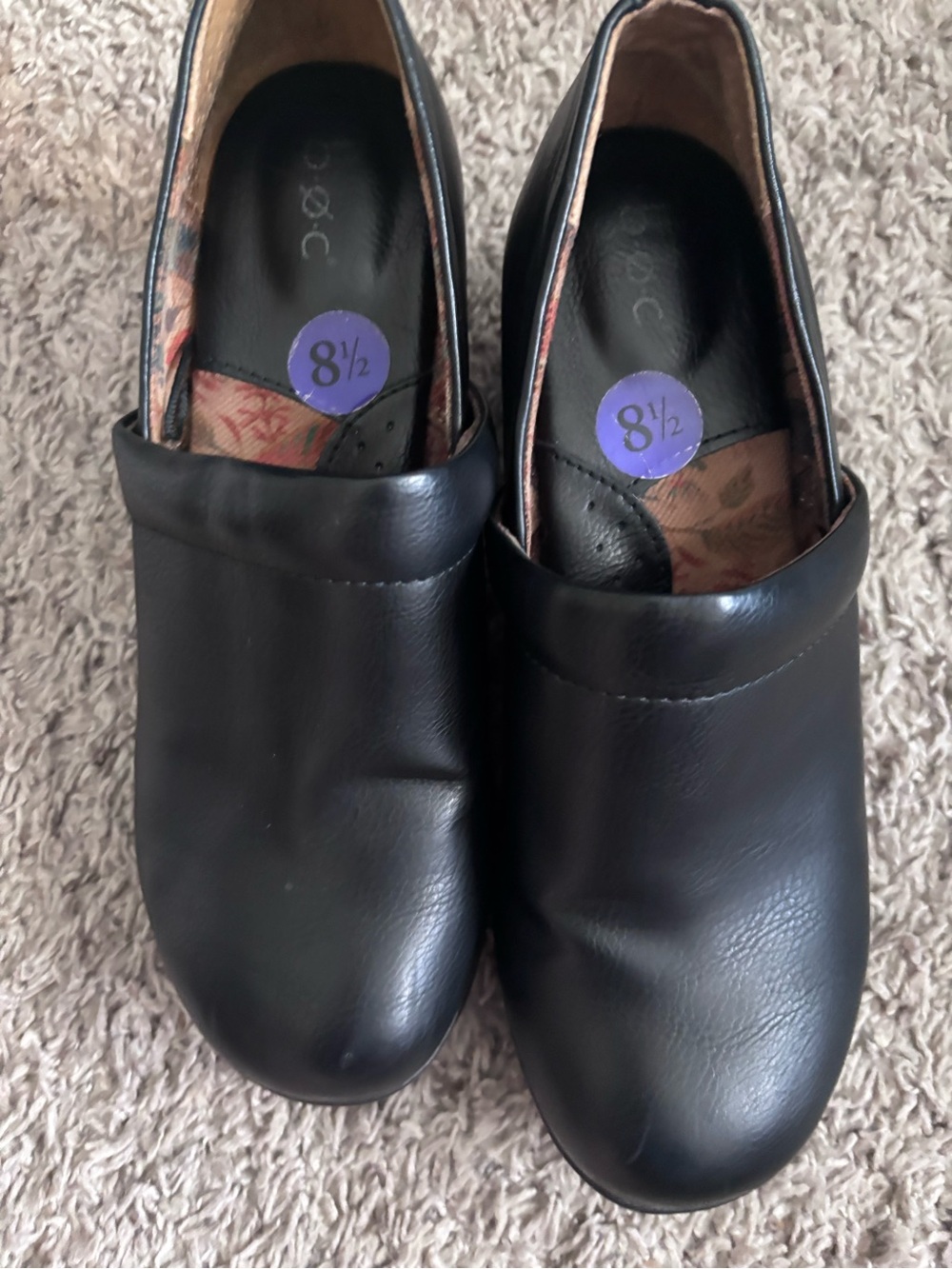 boc Black Leather Slip-On Clogs